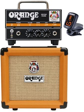 Orange Micro Dark Terror Amp with PPC108 Cabinet and Tuner Front View