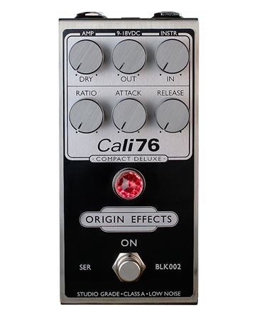 Origin Effects Cali76 Inverted Black Compact Deluxe Compressor Pedal Front View