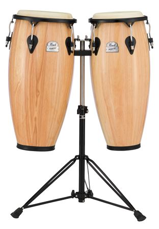 Pearl Primero Wood Congas 10" 11" with Stand Natural