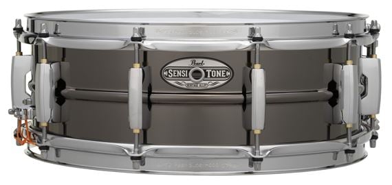 Pearl Sensitone Heritage Alloy Snare Drum Black Nickel over Brass Front View