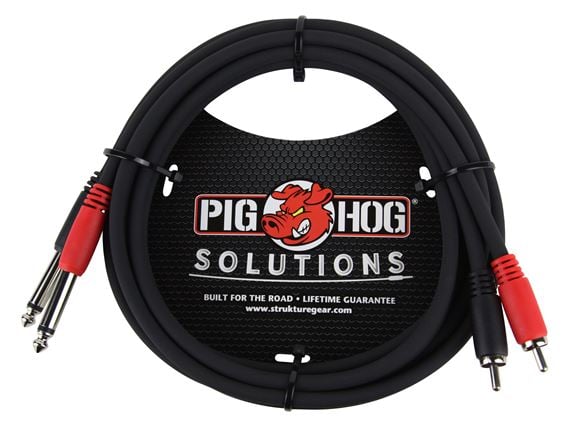 Pig Hog Solutions RCA to Quarter Inch Dual Cable