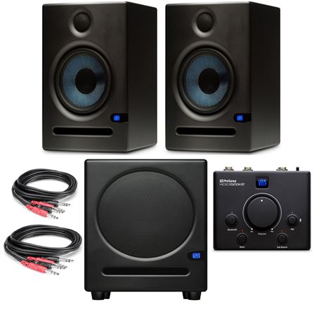 PreSonus Eris E5 Powered Studio Monitors and Subwoofer Package Front View