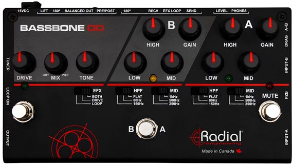 Radial BassBone OD Bass Preamp Front View