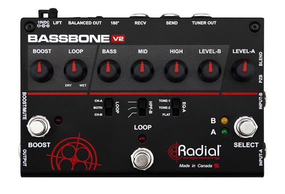 Radial BassBone V2 Bass Guitar Preamp Pedal Front View