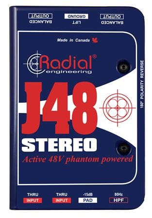 Radial J48 Stereo Active Direct Box Front View