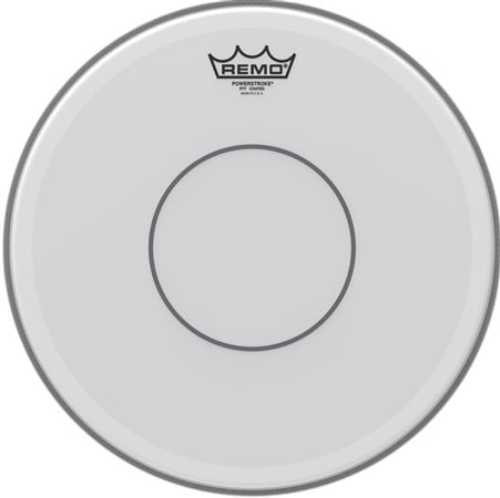 Remo Powerstroke 77 Coated Open Channel Clear Dot  Drum Head 14 Inch Front View