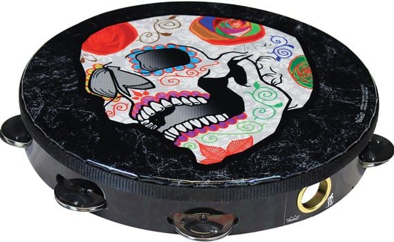 Remo Artbeat Tambourine 10 Inch 10x1 Row Candy Skull by Jose Pasillas