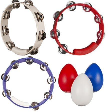 Rhythm Tech True Colors 10" Tambourine Shaker Red White Blue Package