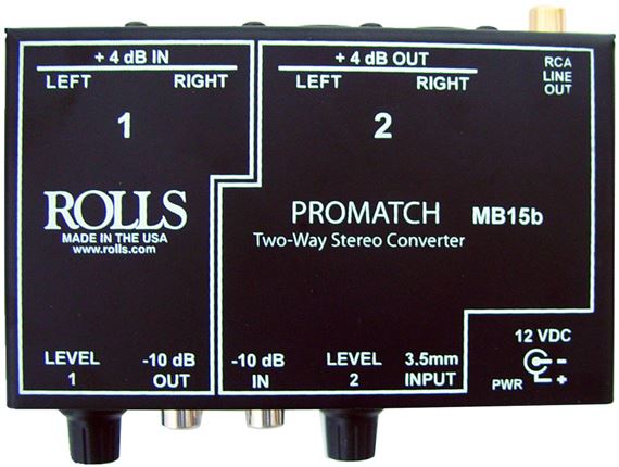 Rolls MB15b ProMatch Active Stereo Converter Direct Box Front View