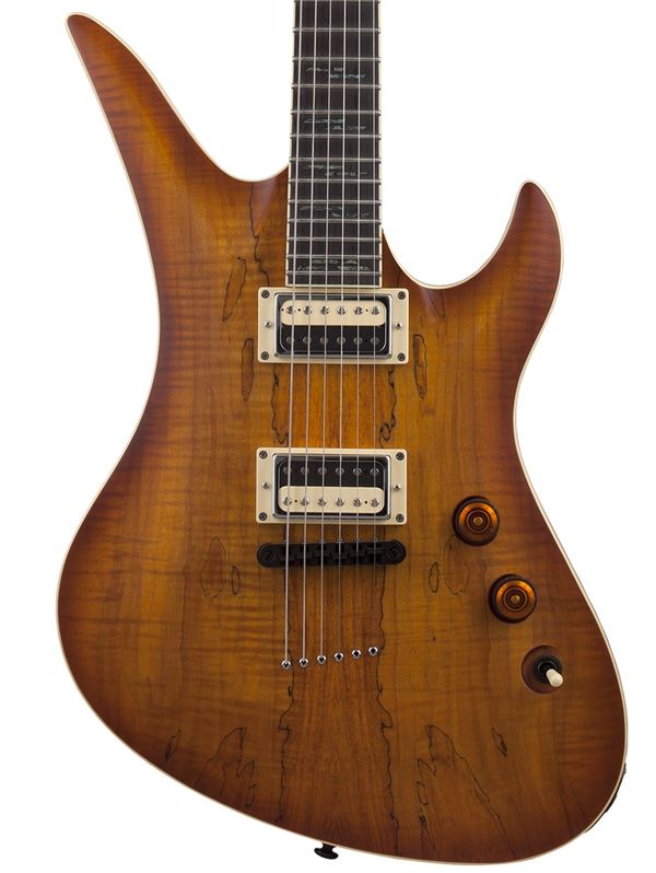 Schecter Avenger Exotic Electric Guitar Spalted Maple Body View