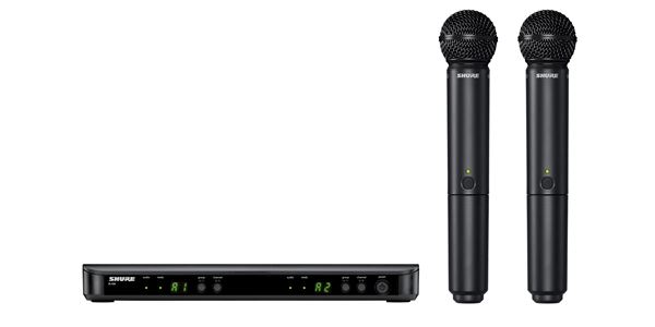 Shure BLX288/SM58 Dual SM58 Handheld Wireless System Black Front View
