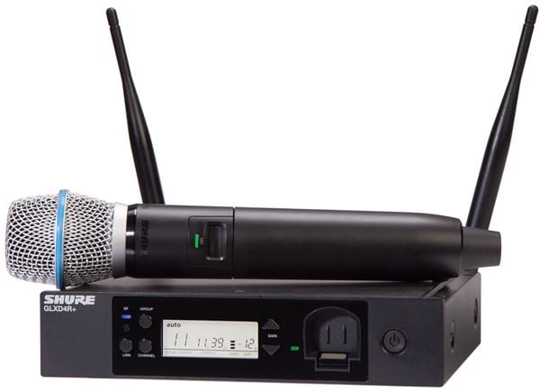 Shure GLXD24R Dual Band Vocal Handheld Wireless System with Beta87A Front View