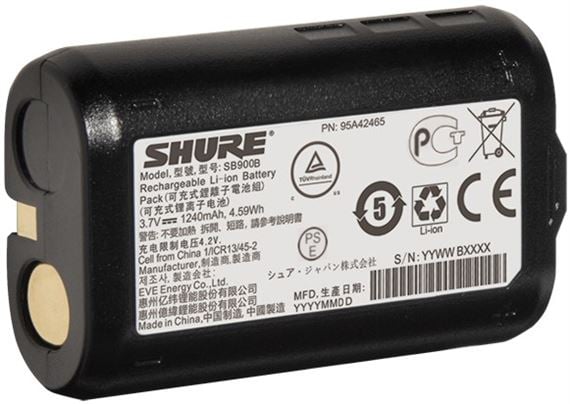 Shure SB900B Lithium-Ion Rechargeable Battery Front View