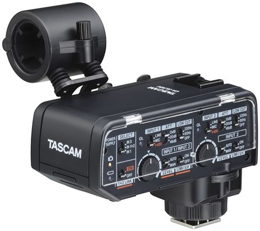 Tascam CA-XLR2d-F XLR Microphone Adapter for FUJIFILM Cameras Front View