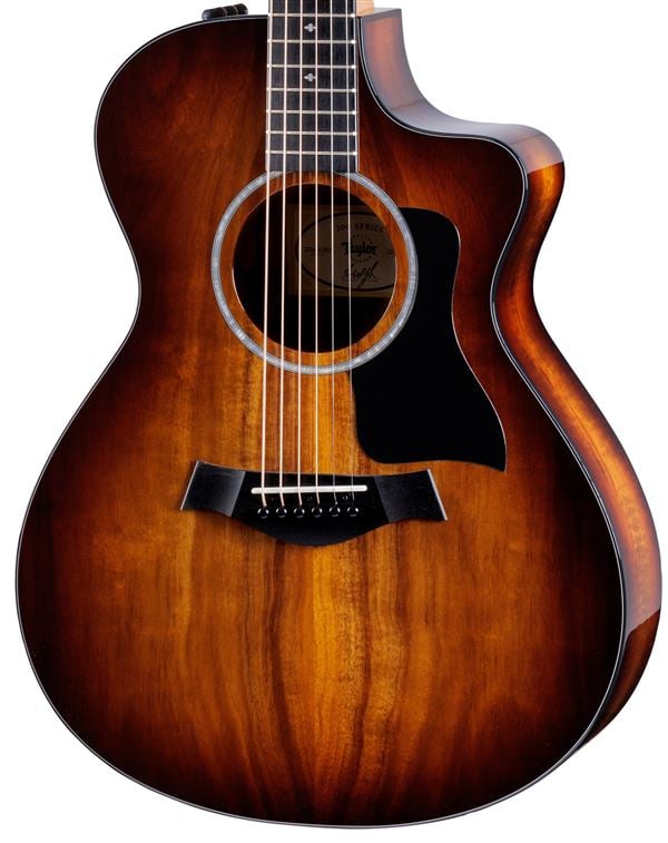 Taylor 222ce Koa Deluxe Grand Concert Acoustic Electric Guitar with Case Body Angled View