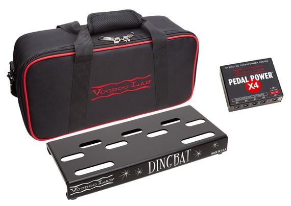 Voodoo Lab Dingbat Tiny Pedalboard with Pedal Power X4 and Gigbag Front View
