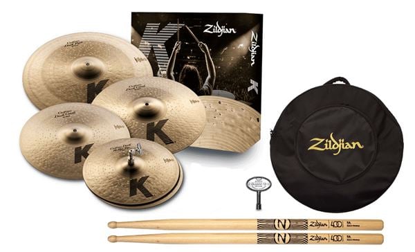 Zildjian K Custom Dark KDC900 Cymbal Set with 18" Crash 400th Anniversary Pak Front View