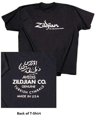 Zildjian Classic T Shirt Extra Large Black Front View