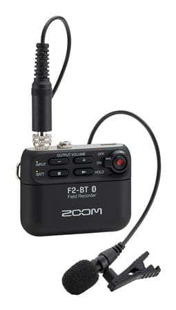 Zoom F2BT Field Recorder and Lavalier Microphone with Bluetooth Front View