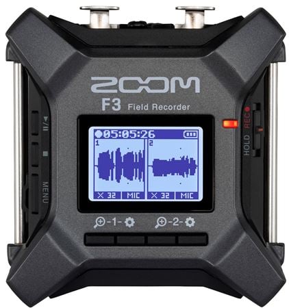 Zoom F3 Portable Field Recorder Front View