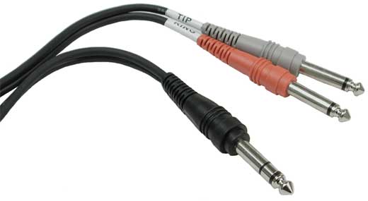 Hosa Insert Cable 1/4 Inch TRS to Dual 1/4 Inch TS Front View