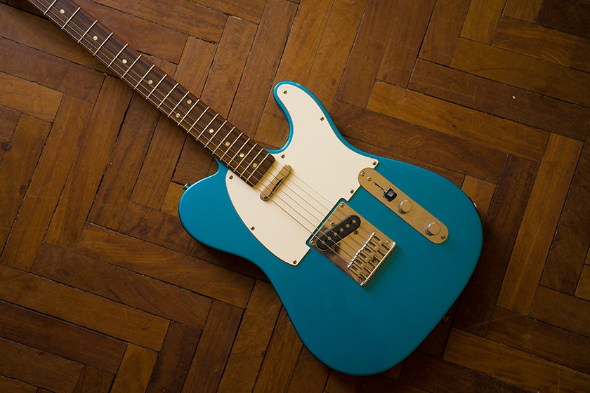 Blue telecaster closeup