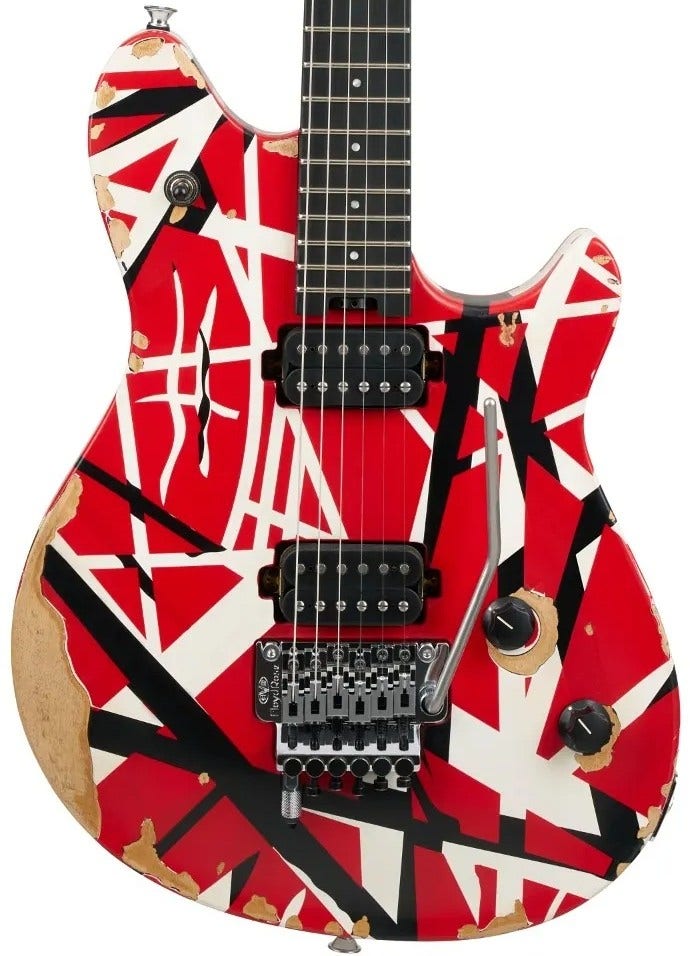 EVH LE Wolfgang Special Striped Ebony Neck Guitar with Bag Red Black White Aged
