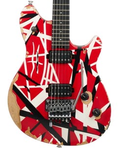 EVH LE Wolfgang Special Striped Ebony Neck Guitar with Bag Red Black White Aged