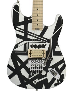 EVH Striped Series Shapes Maple Fingerboard White and Black Guitar with Gig Bag