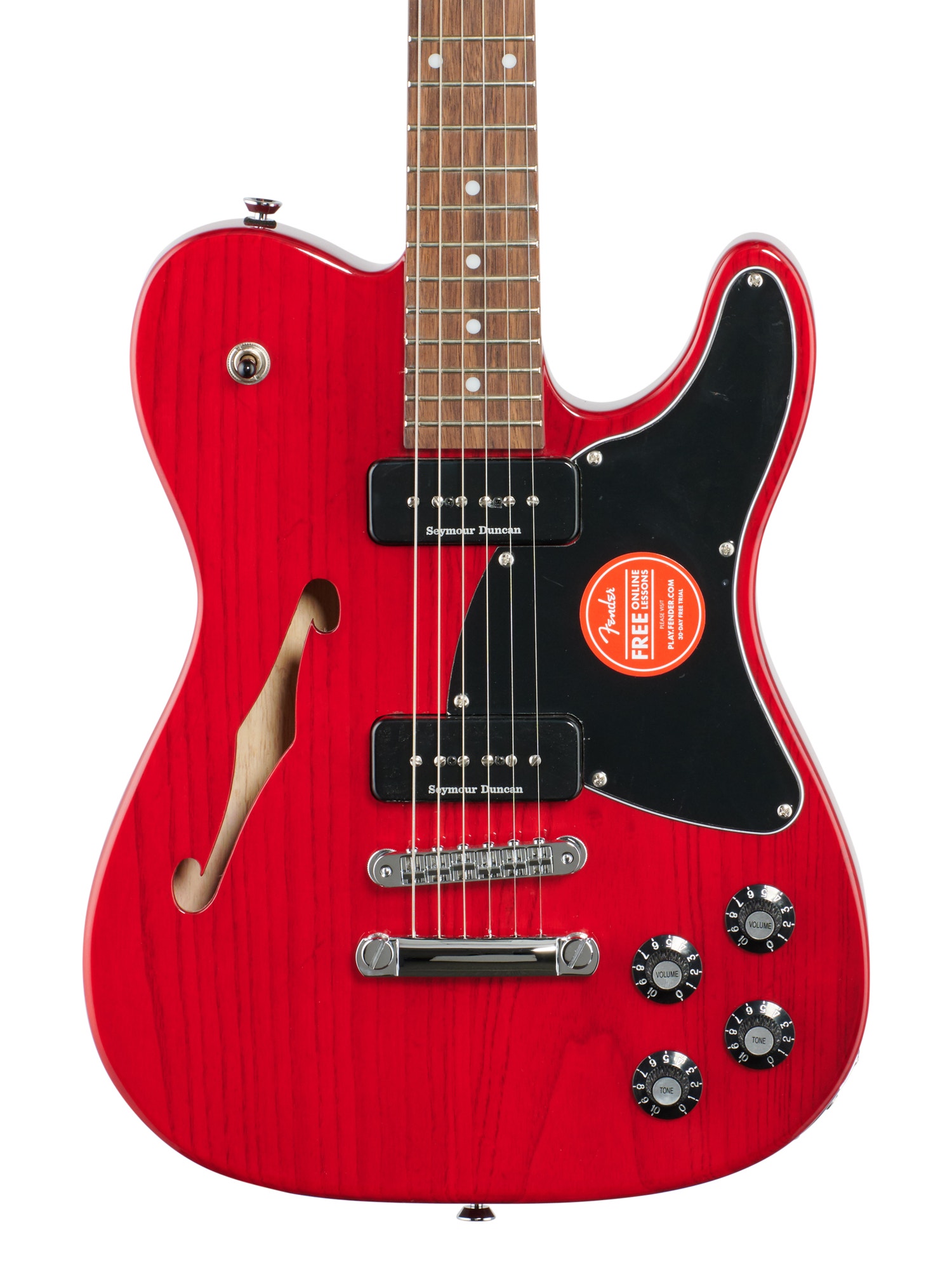 Fender Jim Adkins JA90 Tele Thinline Guitar Laurel Neck Crimson Transparent