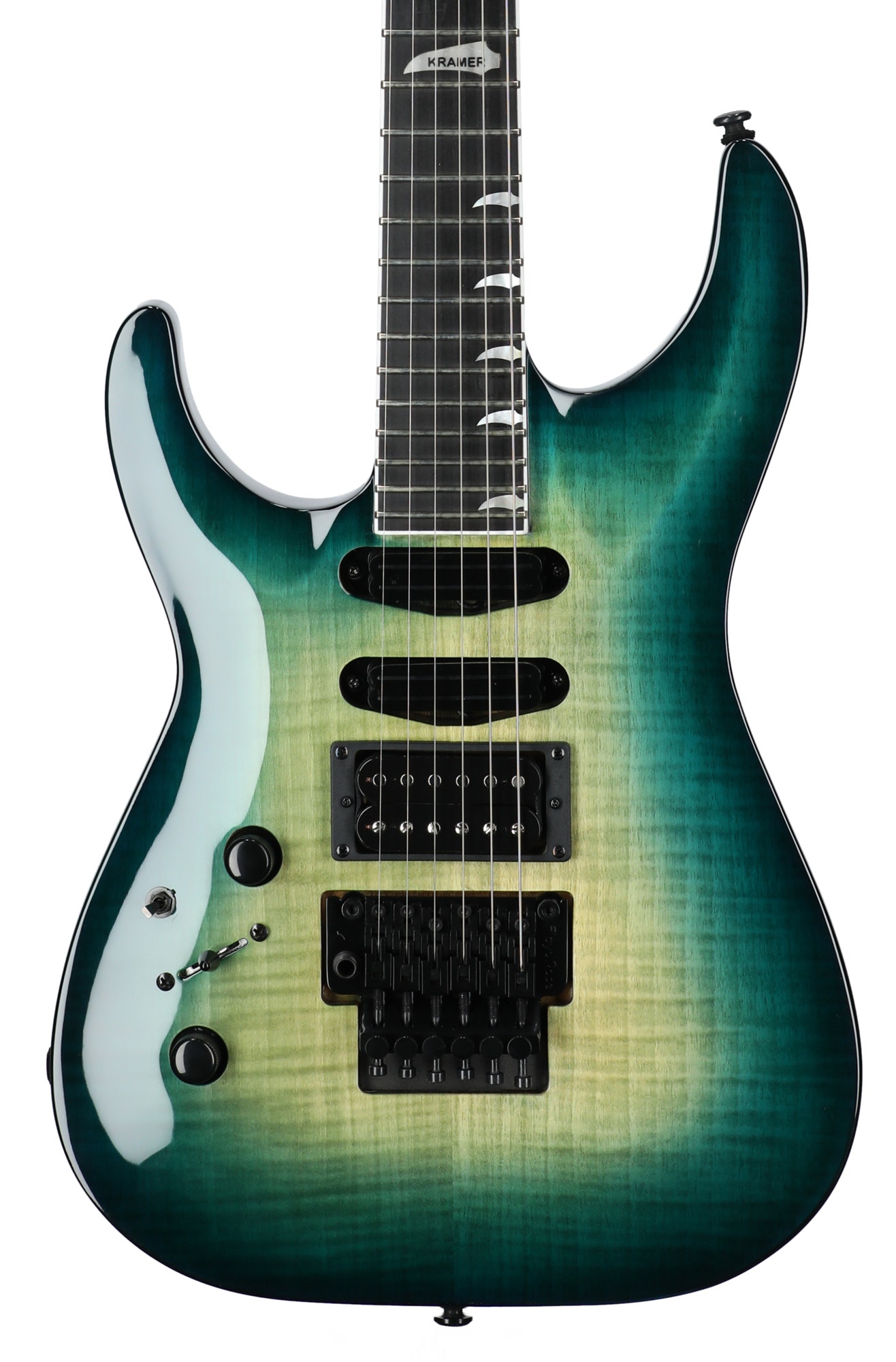 Kramer SM-1 Figured Left Handed Guitar Caribbean Blue Perimeter