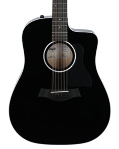Taylor 250ce Plus 12 String Grand Auditorium AE Guitar Black with Case