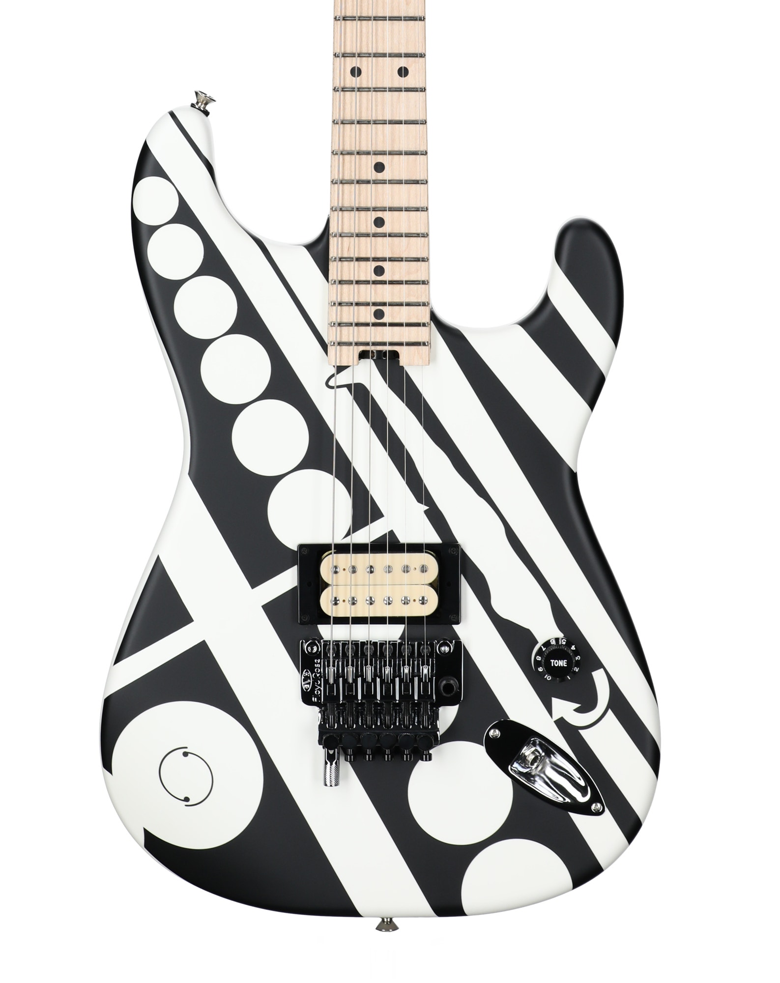 EVH Striped Series Crop Circles Black and White Guitar with Gig Bag