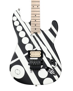 EVH Striped Series Crop Circles Black and White Guitar with Gig Bag