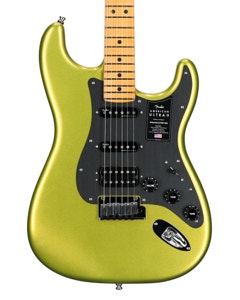 Fender American Ultra II Strat HSS Maple Neck Guitar Solar Flare with Case View 2