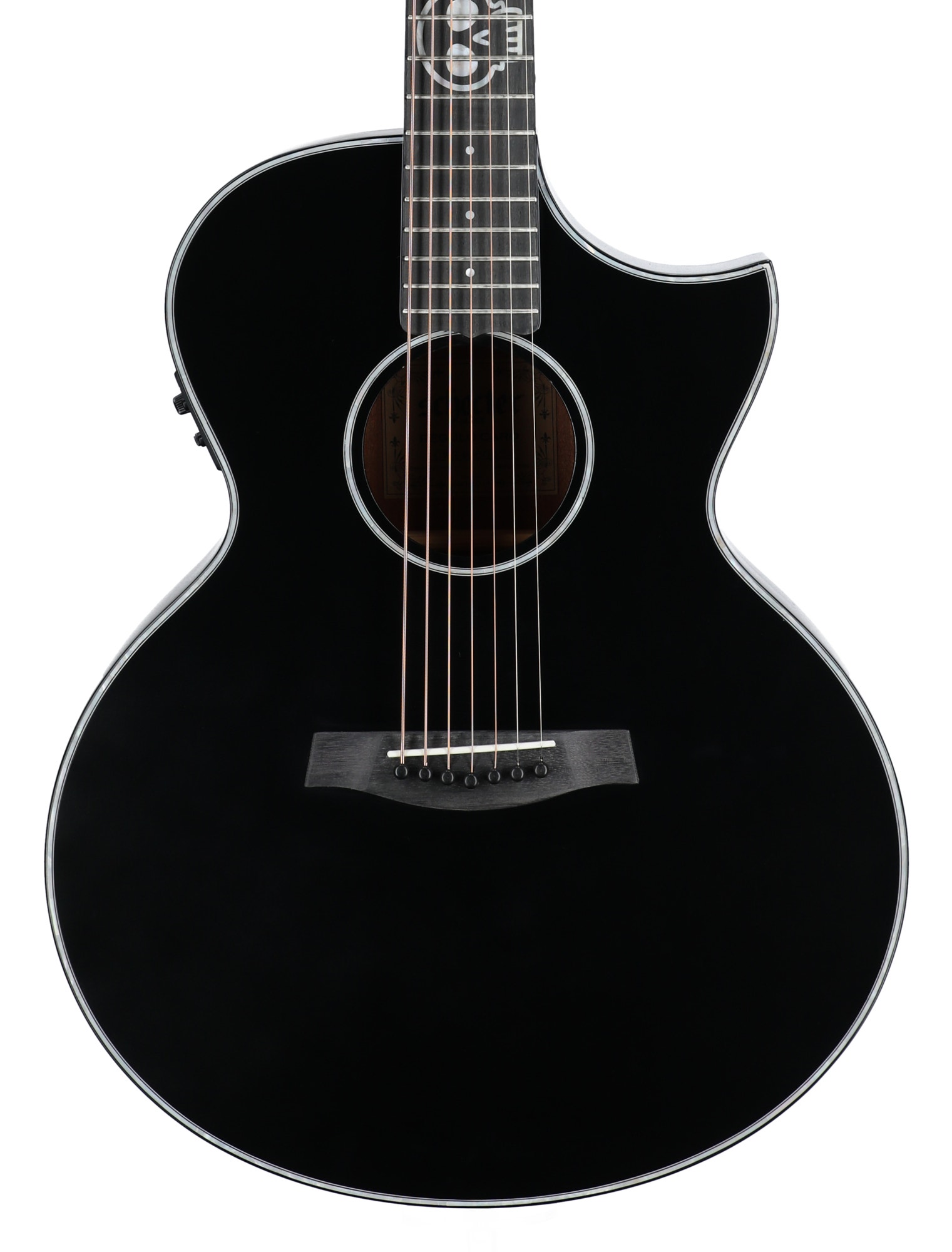 Schecter Regulo Caro 7 Acoustic Electric Guitar Satin Black View 2