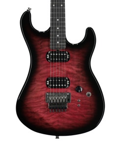 Kramer 84 HH Quilt Top Guitar with Bag Ebony Floyd Rose Magenta Burst