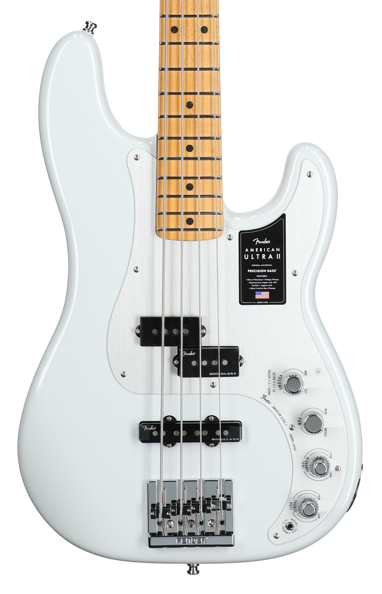 Fender American Ultra II Precision Bass Maple Neck Guitar Avalanche with Case