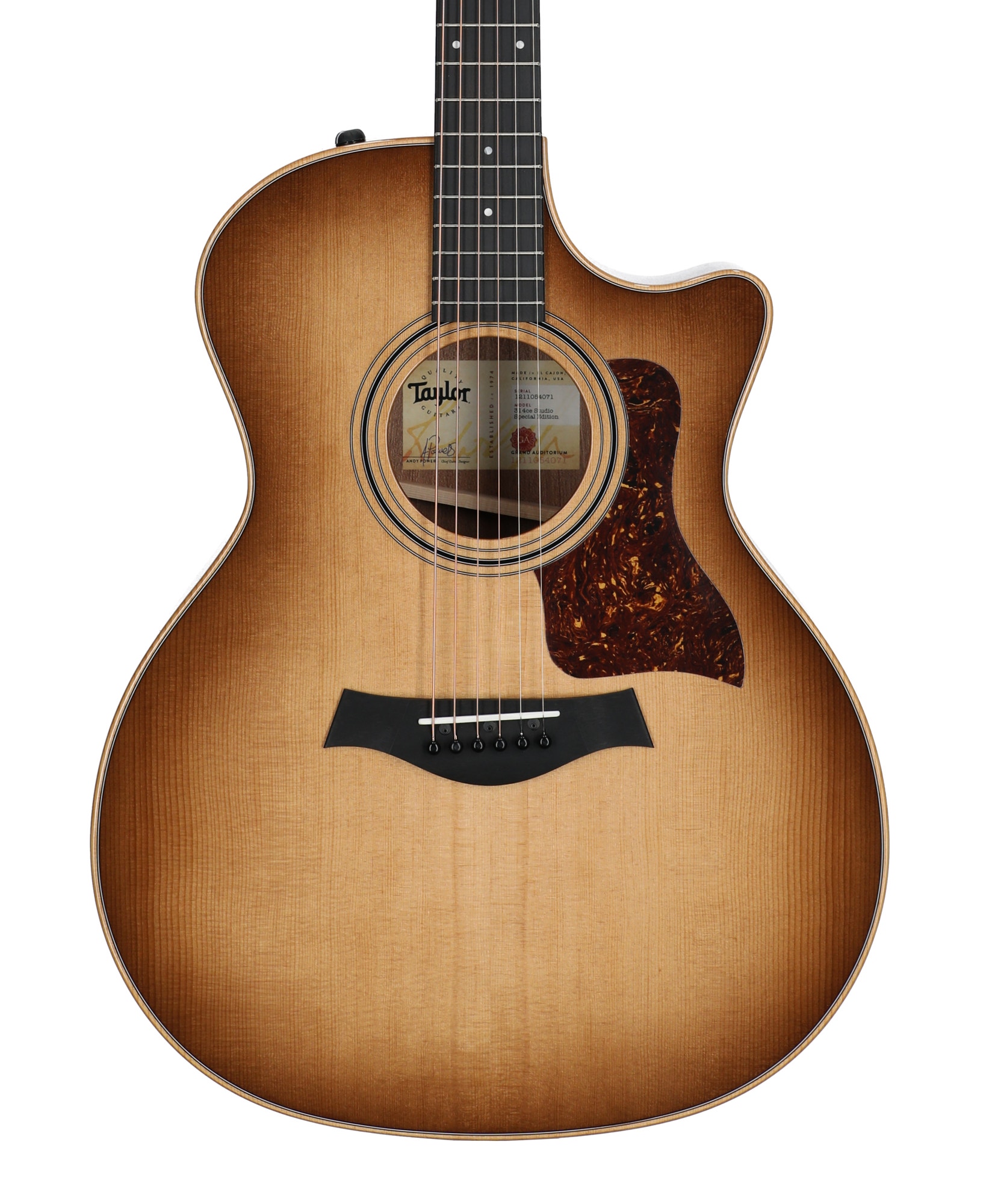 Taylor 314ce Studio Acoustic Electric Guitar Shade Edge Burst View 2