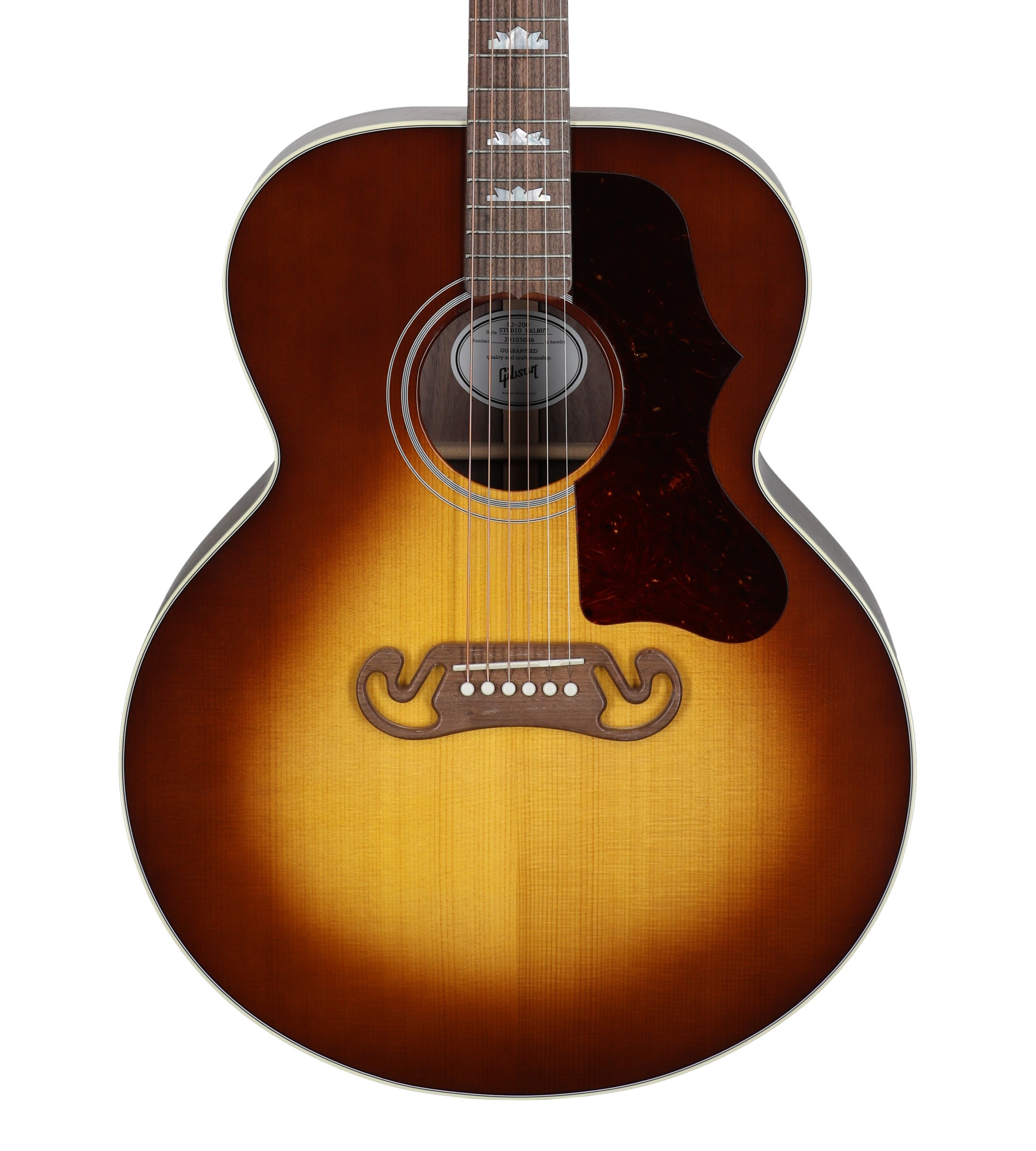 Gibson SJ200 Studio Walnut Acoustic Electric Guitar with Case Satin Walnut Burst View 2