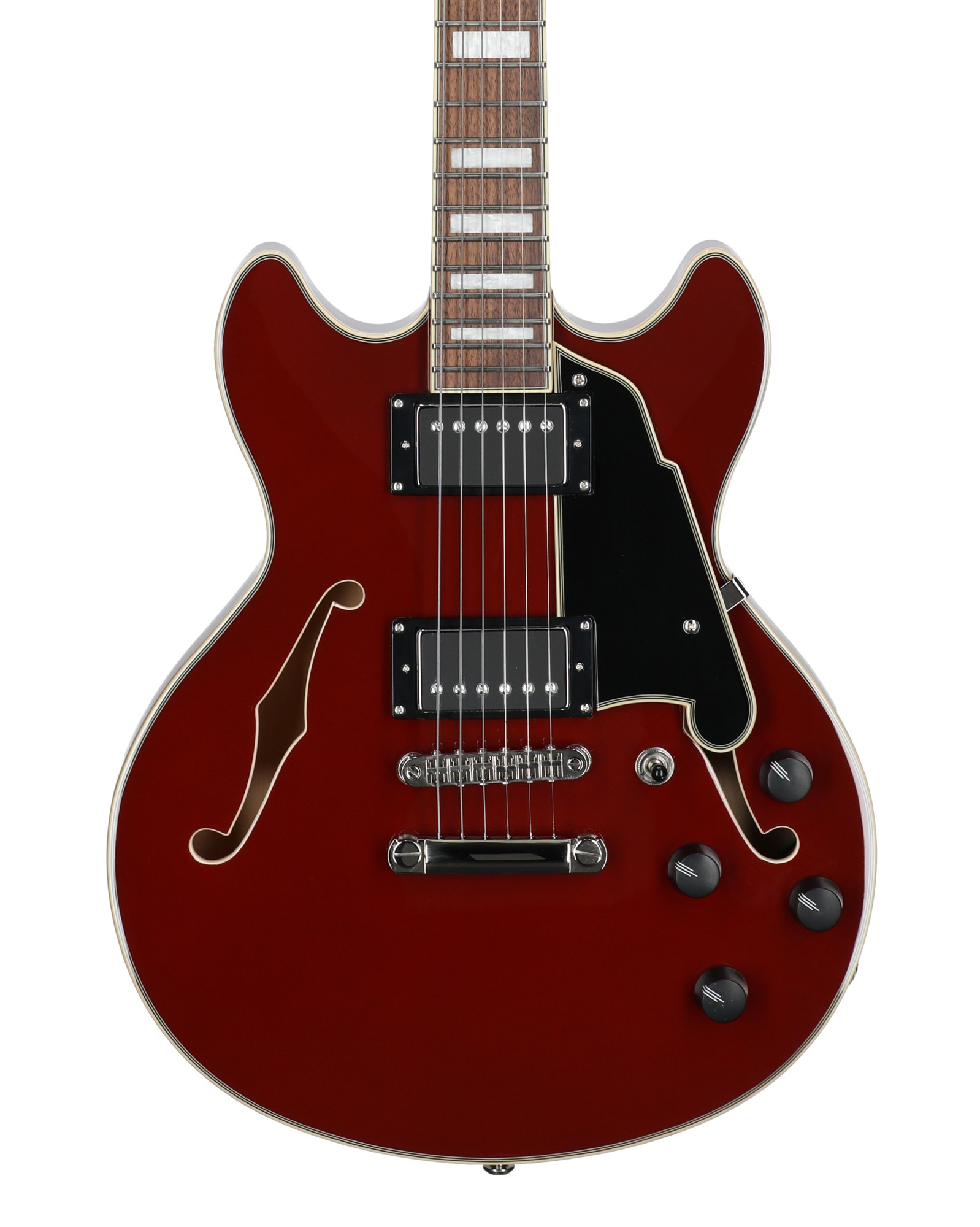 D'Angelico Premier Mini DC Electric Guitar Burnt Red View 2