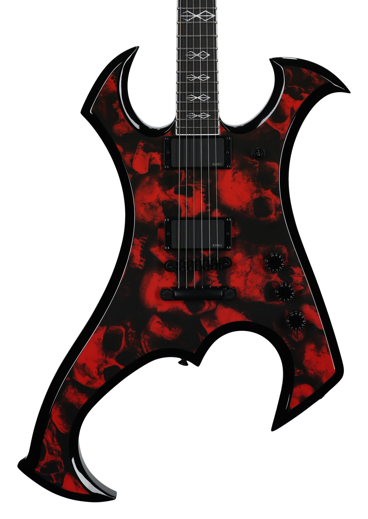 Wylde Audio Berzerker Electric Guitar Blood Skulls View 2