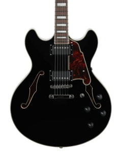 D'Angelico Premier DC Electric Guitar Solid Black View 2
