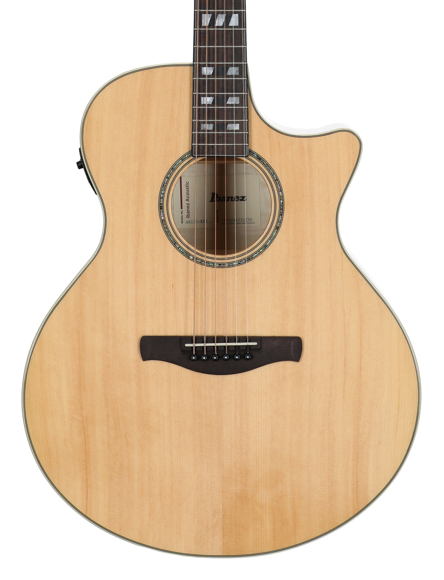 Ibanez AE170 Acoustic Electric Guitar Natural High Gloss View 2