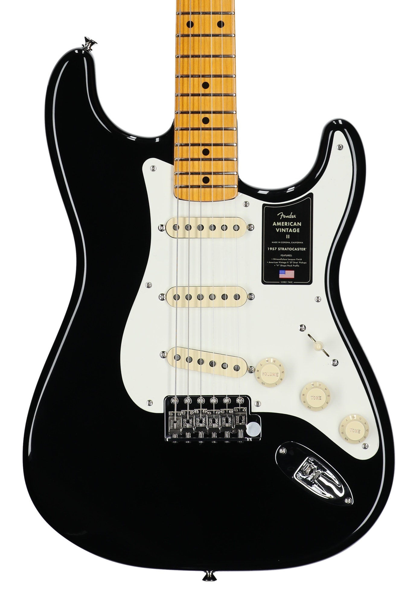 American Vintage II 1957 Stratocaster Maple Neck Black With Case View 2