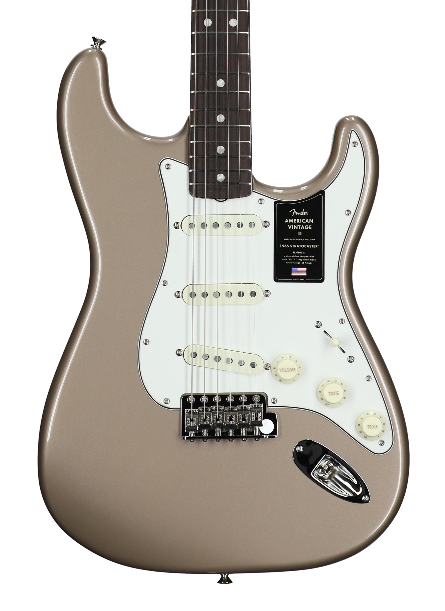 Fender American Vintage II 1965 Strat Rosewood Shoreline Gold With Case View 2