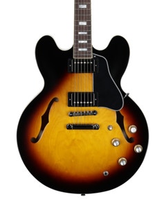 Epiphone Inspired by Gibson Custom 1962 ES-335 Reissue Guitar with Case Vintage Burst View 2