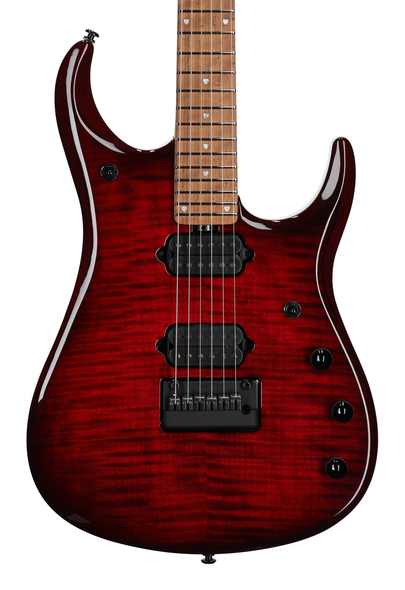 Ernie Ball Music Man JP15 Flame Top Guitar with Case Red Tide