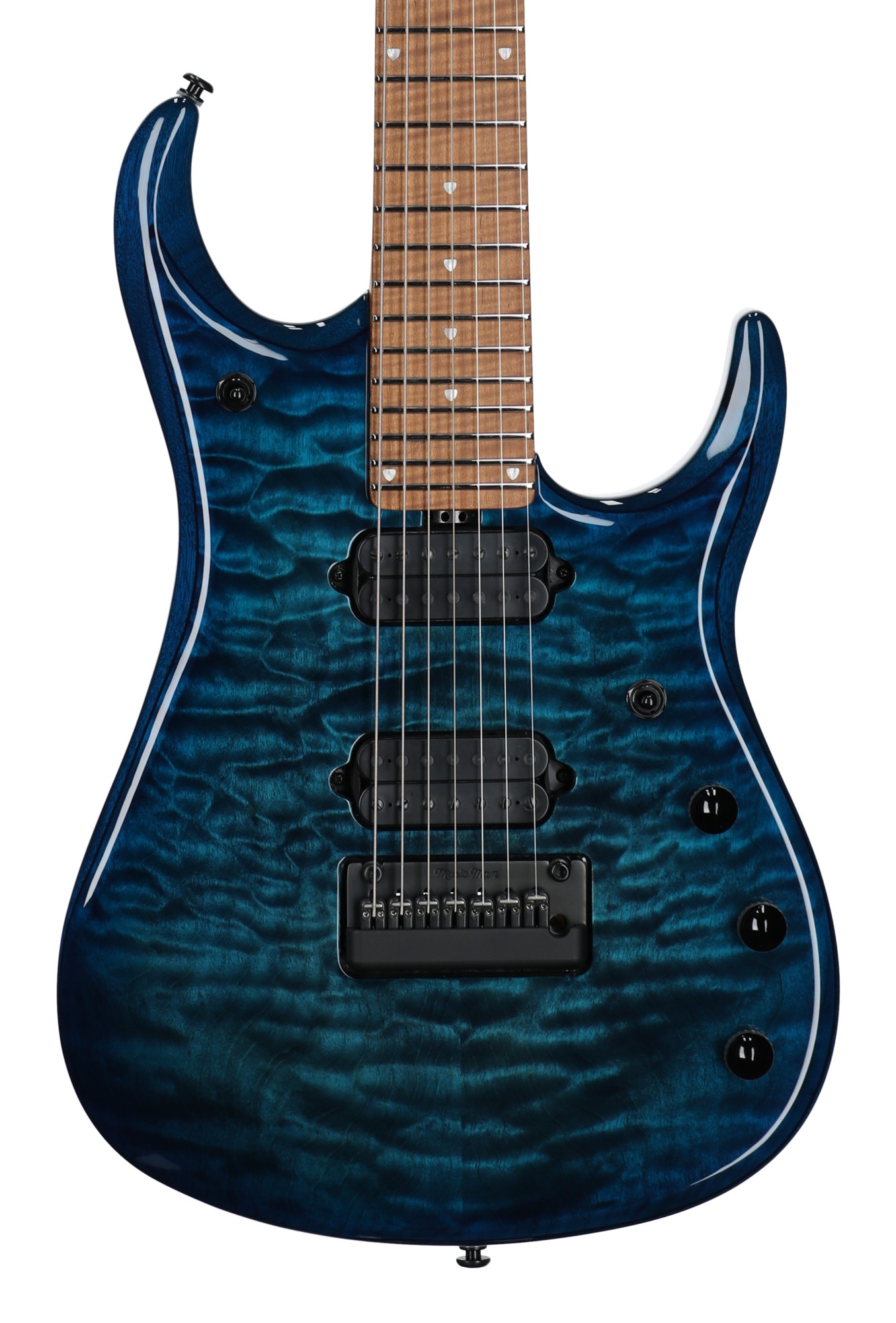 Ernie Ball Music Man JP15 7-String Quilt Guitar with Case Ultramarine View 2