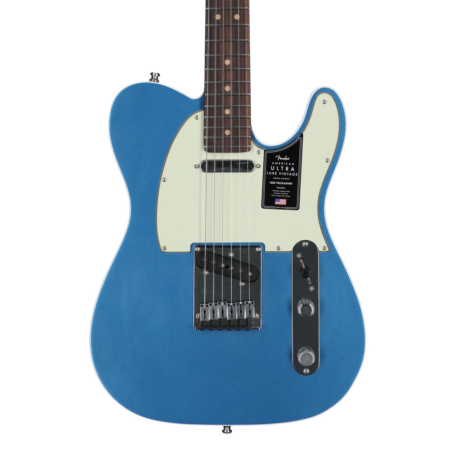 Fender Am Ultra Luxe Vint 60s Tele Cust RW LP Blu View 2